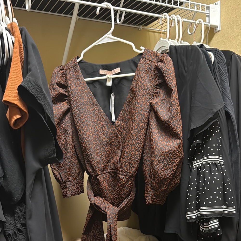 Leopard Print Wrap shirt by hutch Anthropologie